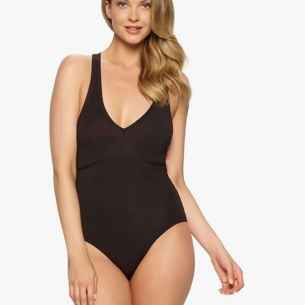 NWT Felina Black Modal v neck Bodysuit Sz S